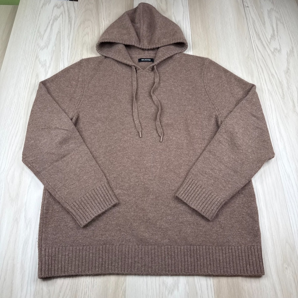 Naadam Mens Brown Classic Outdoor Signature Cashmere Hooded Sweater Size XL